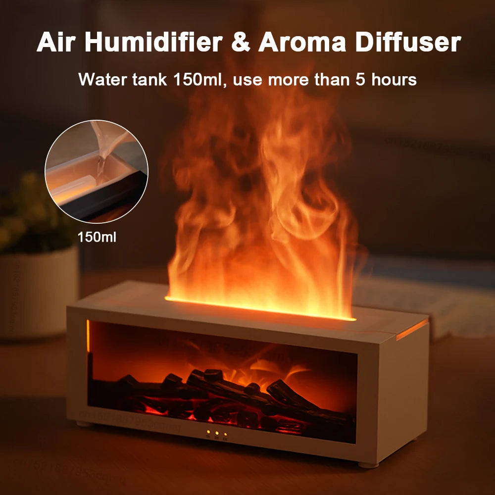 Aroma Humidifier Flame Essential Oil Diffuser Air Humidifier Aromatherapy Fragrance Diffuser with RGB Light and Remote Control